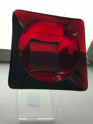 Vintage Anchor Hocking Royal Ruby Red Glass Ashtray Square 3 3/8 