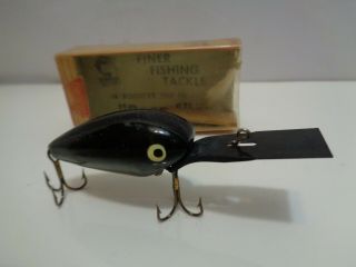 Vintage Heddon Deep - 6 Black Crankbait Fishing Lure Old Stock