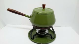 Pot Burner Pan Stand Vintage Avocado Green Aluminum A Sachi Fondue Made In Japan