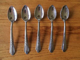 Set Of 5 Ekco Serrated Tip Grapefruit Spoons 6 Inch Stainless Usa Vintage