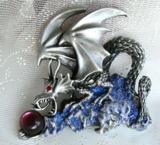 J.  J.  - Winged Dragon Bedazzling Vintage Brooch Pin Gargoyle Wizardry Fantasy