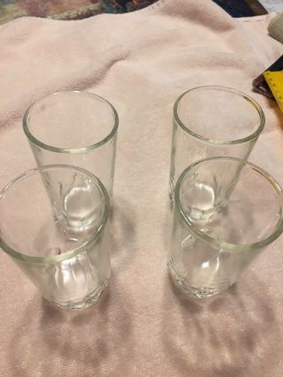 Set Of 4 Vintage Clear Glass Jelly Jar Juice Glasses Thumbprint Bottom