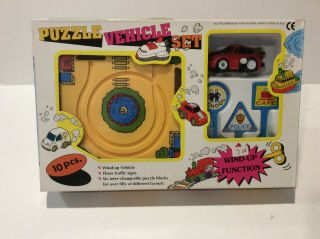Vintage Plas - Toy Wind Up Puzzle Vehicle Car Set 9281c 1990
