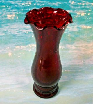 Royal Ruby Fluted Vase - Anchor Hocking - Usa - Vintage - 5.  75 Inches - Vgc