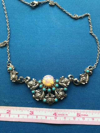 Vintage Jewellery Turquoise Necklace Signed With Arrow