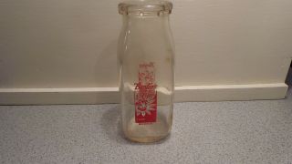Vintage Half Pint Milk Bottle Bordens Dairy Has Elsie On 2 Sides