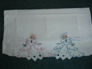 Vintage Southern Belle Hand Embroidered Pillowcase