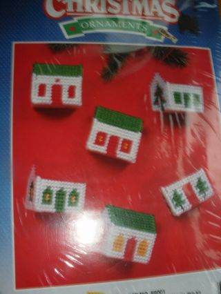 Vintage Plastic Canvas Kit Home For The Holidays Ornaments