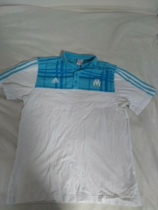 Olympique De Marseille Football Polo Shirt Adidas Size L Vintage