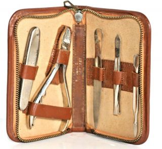 Manicure Pedicure Travel Kit With Pocket Knife Germany Vintage Grooming