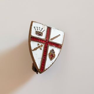 Vintage Shield Shaped Badge With Red Cross And Symbols - Collectors Piece