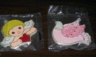 2 Vintage Hallmark Plastic Cookie Cutters Dove & Valentine Cherub Angel