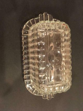 , Vintage,  Pleated Chub Glass Butter Dish With Handles