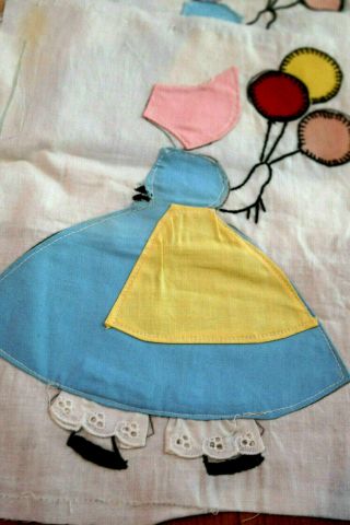7 Vintage Quilt Blocks Sunbonnet Sue Balloon Girl For Baby Quilt