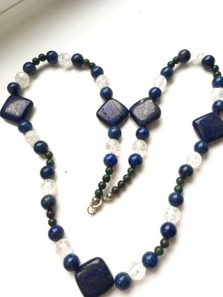 Vintage Lapis Lazuli Blood Stone Bead Necklace