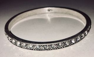 Premier Designs Jewelry Vintage Silver Plated Bangle Retro Cut Crystals Bracelet