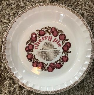 Vintage Royal China Deep Dish Cherry Pie Plate Dish With Recipe 11 "