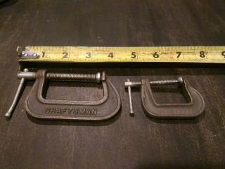 Set Of 2 Vintage Craftsman Malleable C Clamps 1 " & 2 "