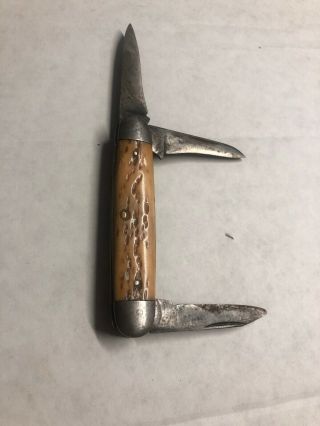 Vintage Imperial USA Pocket Knife 3 Blade Stag 4