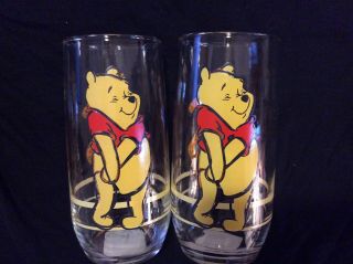 Vintage Anchor Hocking Disney Winnie The Pooh And Tigger Drinking Glass Set Of 2