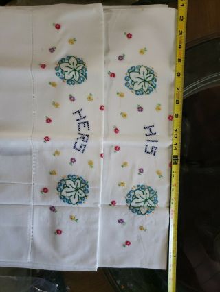 Vintage Embroidered A Mr.  And Mrs.  Pillowcases