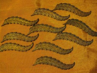 Vtg Feather Wave Leaves Brass Findings Stampings 2 "