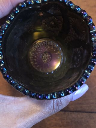2 - Vtg Lenox Imperial Carnival Glass Amethyst Iridescent Candle Votive Holder 4