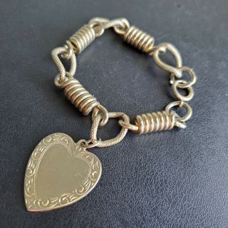 Signed Coro (pegasus) Vintage Dull Gold Tone Heart Embossed Bracelet N155