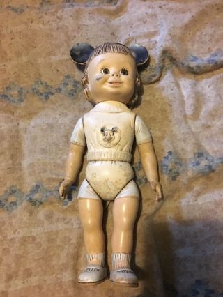 Vintage Disney Mickey Mouse Club Mouseketeer Rubber Doll About 12 "