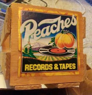 Vintage Peaches Records Crate 8 Track Tape Music Storage Wooden 1970s