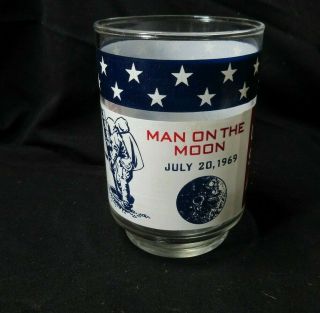 Vintage Apollo 11 Man On The Moon July 20,  1969 Glass.  Measures 4 " Tall - Eagle