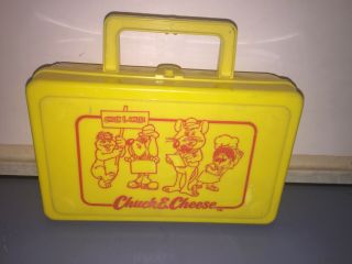 Vintage Chuck E Cheese Yellow Crayon/ Pencil Carrying Plastic Case