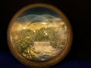 Vintage Cumberland Falls State Park Kentucky Domed Glass Paperweight 3 " D 1.  5 " H