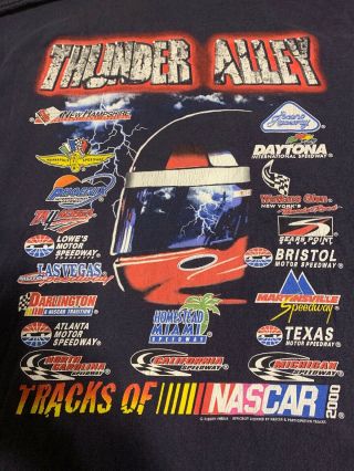 Vtg 2000 Nascar Tracks Of Thunder Alley Tee Shirt Blue Size Xl Racing Bristol