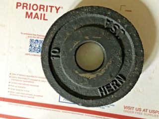 Rare Vintage Hern Usa 10 Lb Olympic Weight Plate Weight