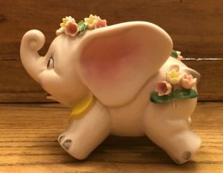 Vintage Lefton China Hand Painted Pink Piggy Bank with Flowers 2