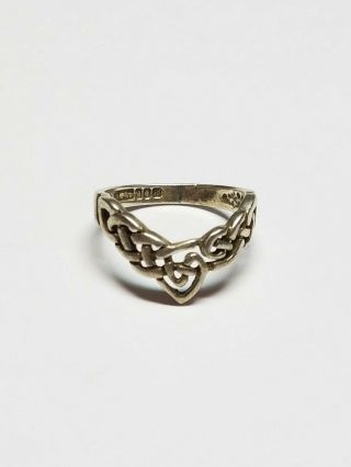 Vintage O C Lt.  Irish Sterling Silver Celtic Knot Ring Sz 4 Hallmarked