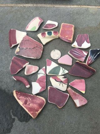 Vintage Sea Glass/china/pottery,  Pinks,  Hand Picked Ocean Tumbled