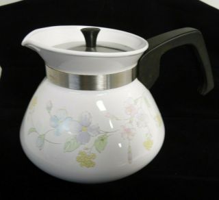 Vintage Corning Ware 6 Cup Stove Top Tea Pot P - 104 Pastel Bouquet Pattern