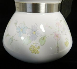 Vintage Corning Ware 6 Cup Stove Top Tea Pot P - 104 Pastel Bouquet Pattern 2