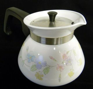 Vintage Corning Ware 6 Cup Stove Top Tea Pot P - 104 Pastel Bouquet Pattern 4