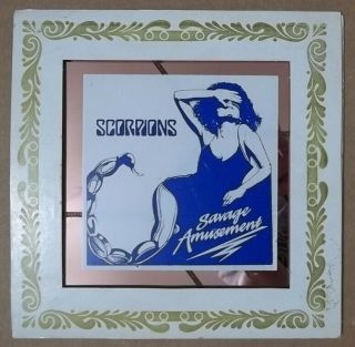 Vintage 1980 Novelty Carnival Fair Prize Glass Mirror Scorpions Savage Amusement
