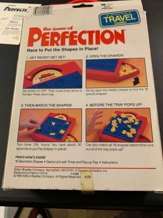 Vintage PERFECTION 1990 Travel Version Milton Bradley Game COMPLETE Great 4