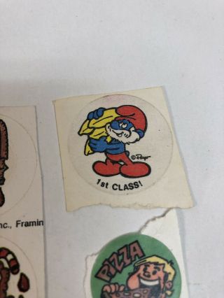 Vintage Stickers 80 ' s,  Trend Scratch and Sniff - Papa Smurf Pizza Ice Cream 3