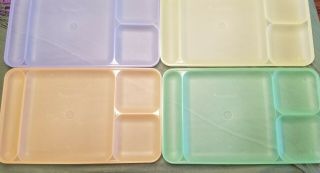 (4) Vintage Tupperware Divided Tv Lunch Trays Picnic Camping Crafts