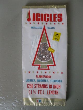 Vintage Nos Silver Christmas Tree Icicles Tinsel Crinkle Usa 1960 