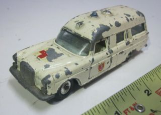 Vintage Matchbox King Size K - 6 Mercedes - Benz Ambulance Binz White Toy Car Old