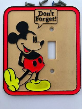 Vintage Disney Mickey Mouse Light Switch Cover Glows In The Dark With Screws