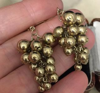 Vintage Jewellery Bunch Of Grapes Baubles Drop Earrings For Pierced Ears