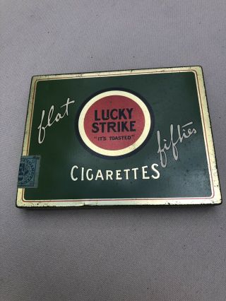 Vintage Lucky Strike Flat Fifties Cigarettes Tin